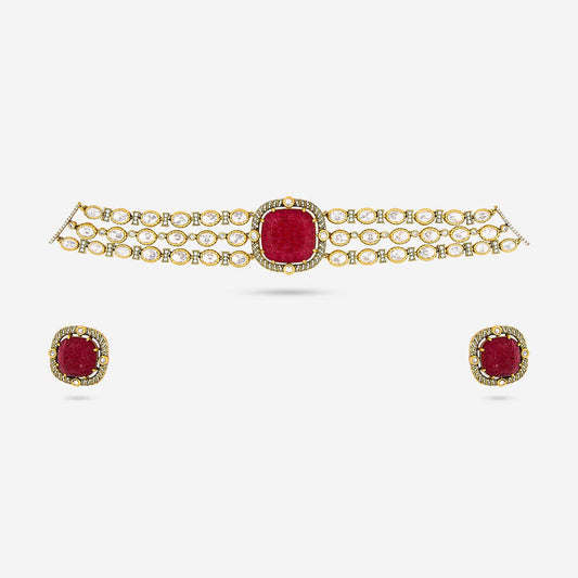 Kundan Polki Necklace Color Green Polish Victorian