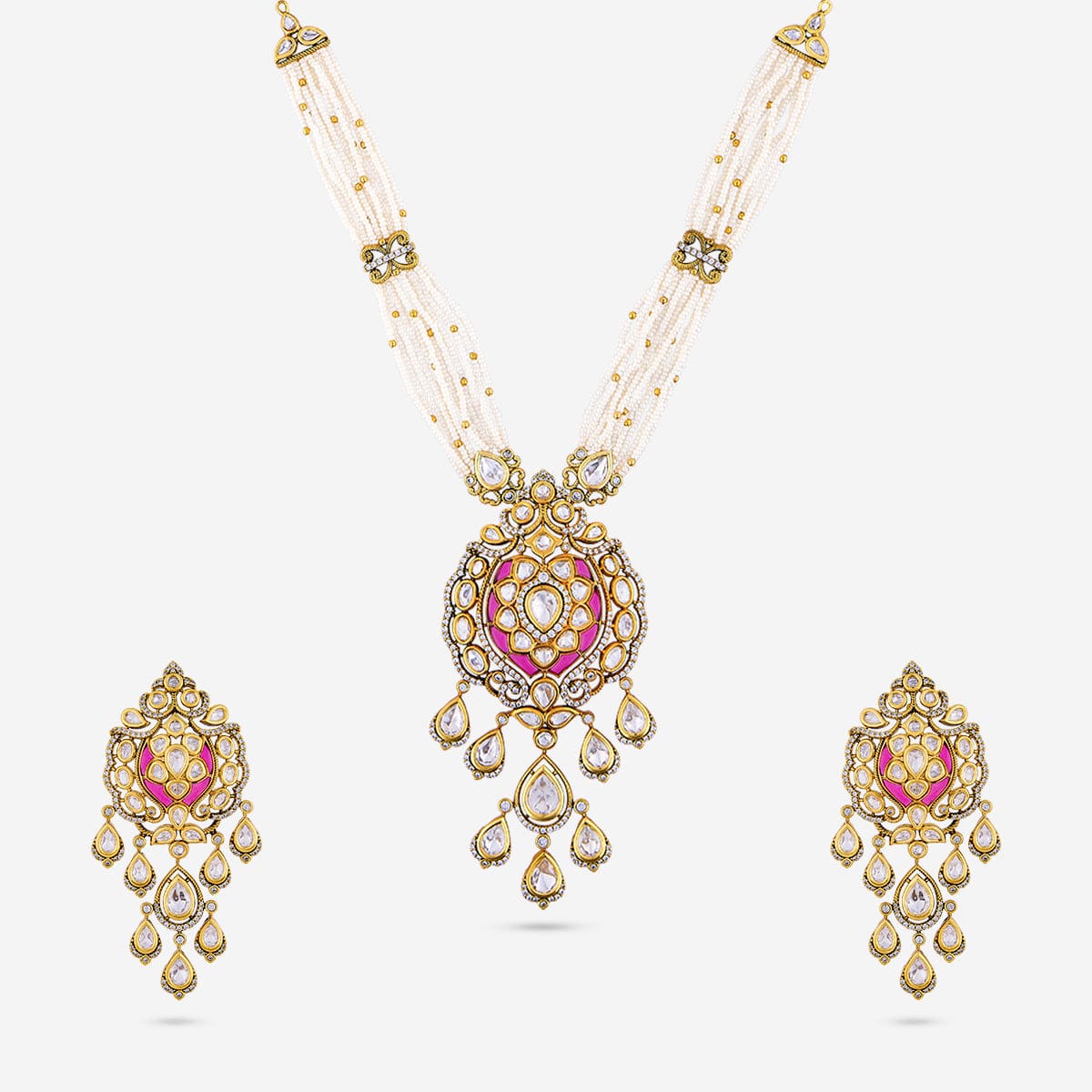 Kundan Polki Necklace Color Green Polish Victorian
