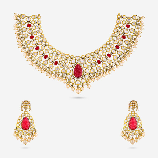 Kundan Polki Necklace Color Green Polish Victorian