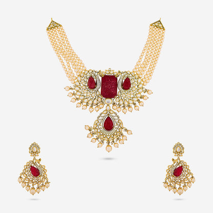 Kundan Polki Necklace Color Green Polish Victorian