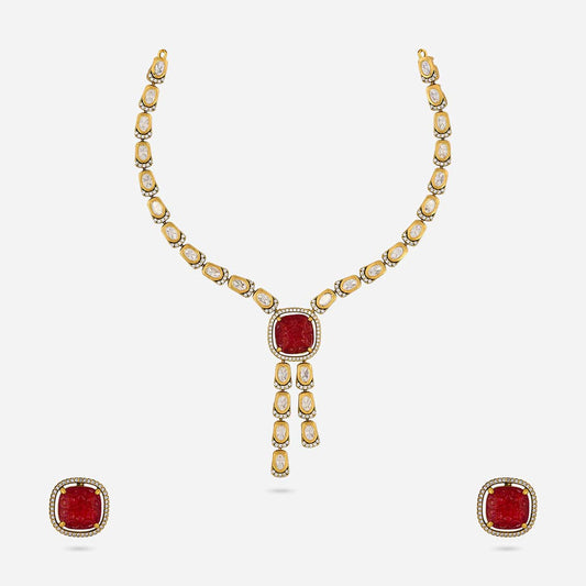 Kundan Polki Necklace Color Green Polish Victorian