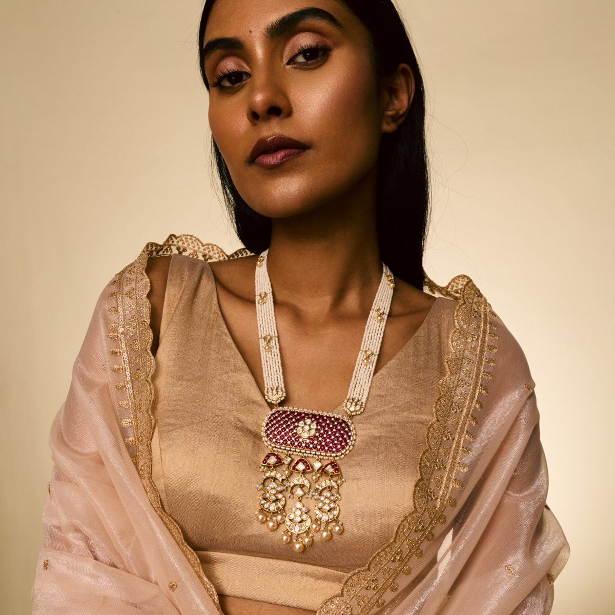 Kundan Polki Necklace Color Ruby Polish Victorian