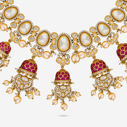 Kundan Polki Necklace Color Ruby Polish Victorian
