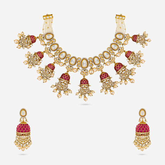 Kundan Polki Necklace Color Ruby Polish Victorian