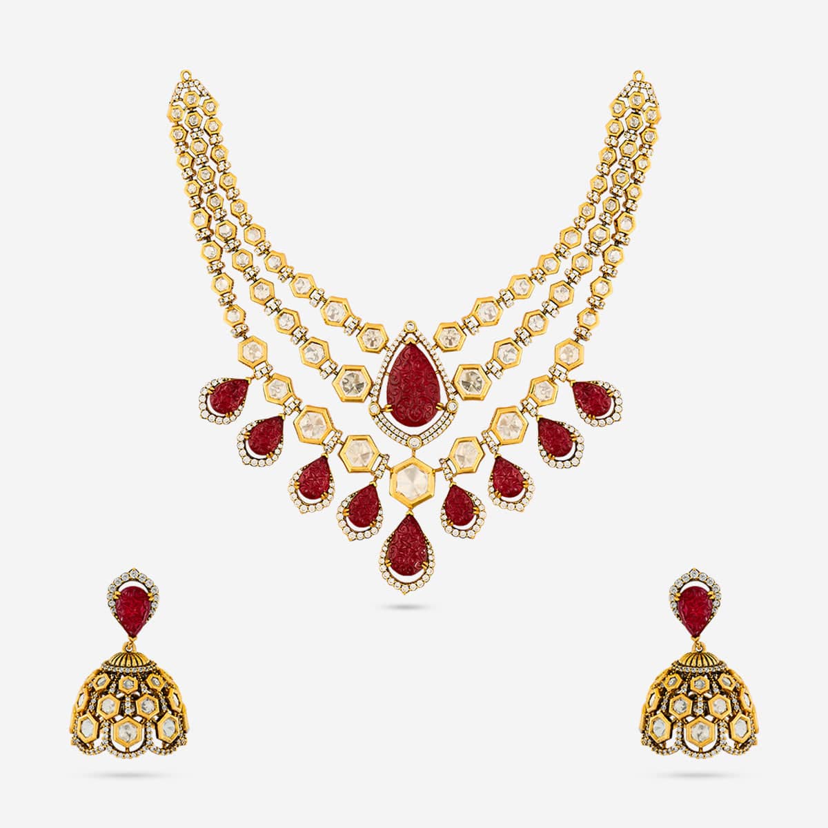 Kundan Polki Necklace Color Green Polish Victorian