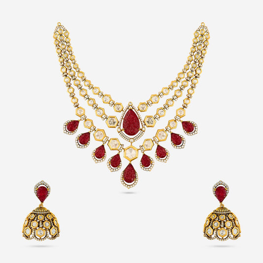 Kundan Polki Necklace Color Green Polish Victorian