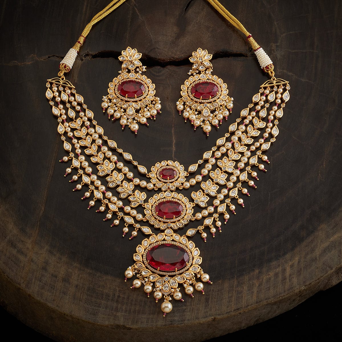 Kundan Polki Necklace Color Green Polish Victorian