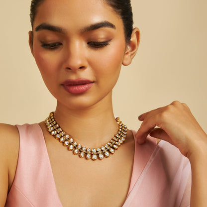 Kundan Polki Necklace Color White Polish Victorian