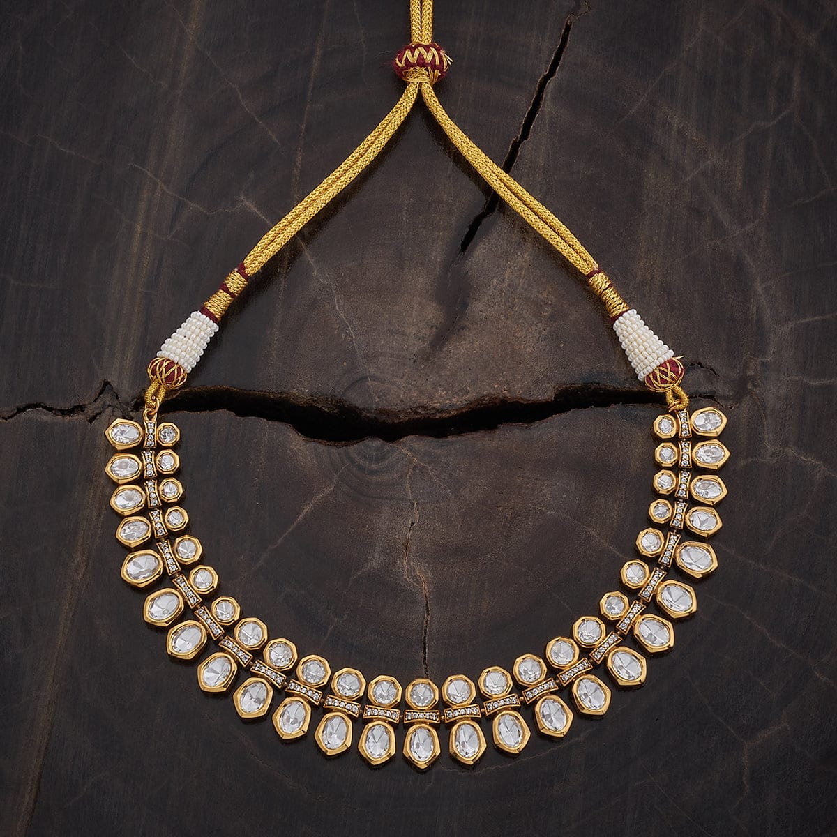 Kundan Polki Necklace Color White Polish Victorian