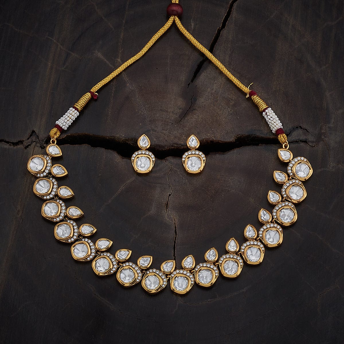 Kundan Polki Necklace Color Green Polish Victorian