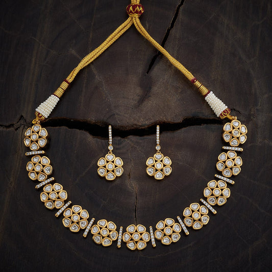 Kundan Polki Necklace Color White Polish Victorian