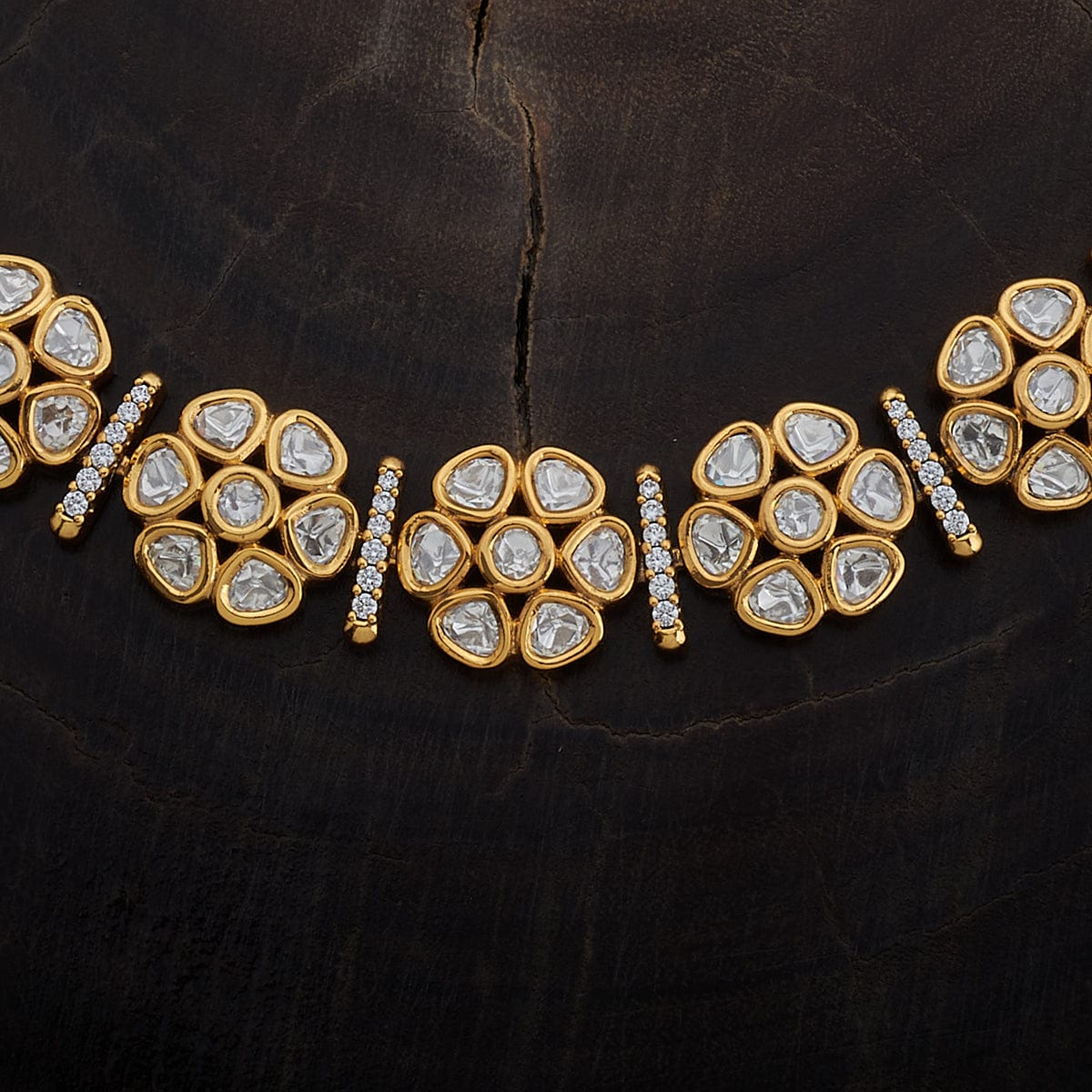 Kundan Polki Necklace Color White Polish Victorian