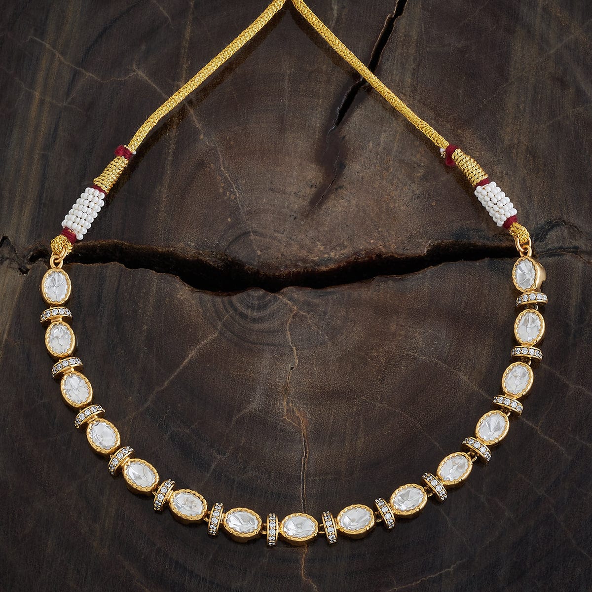 Kundan Polki Necklace Color White Polish Victorian