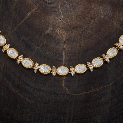 Kundan Polki Necklace Color White Polish Victorian