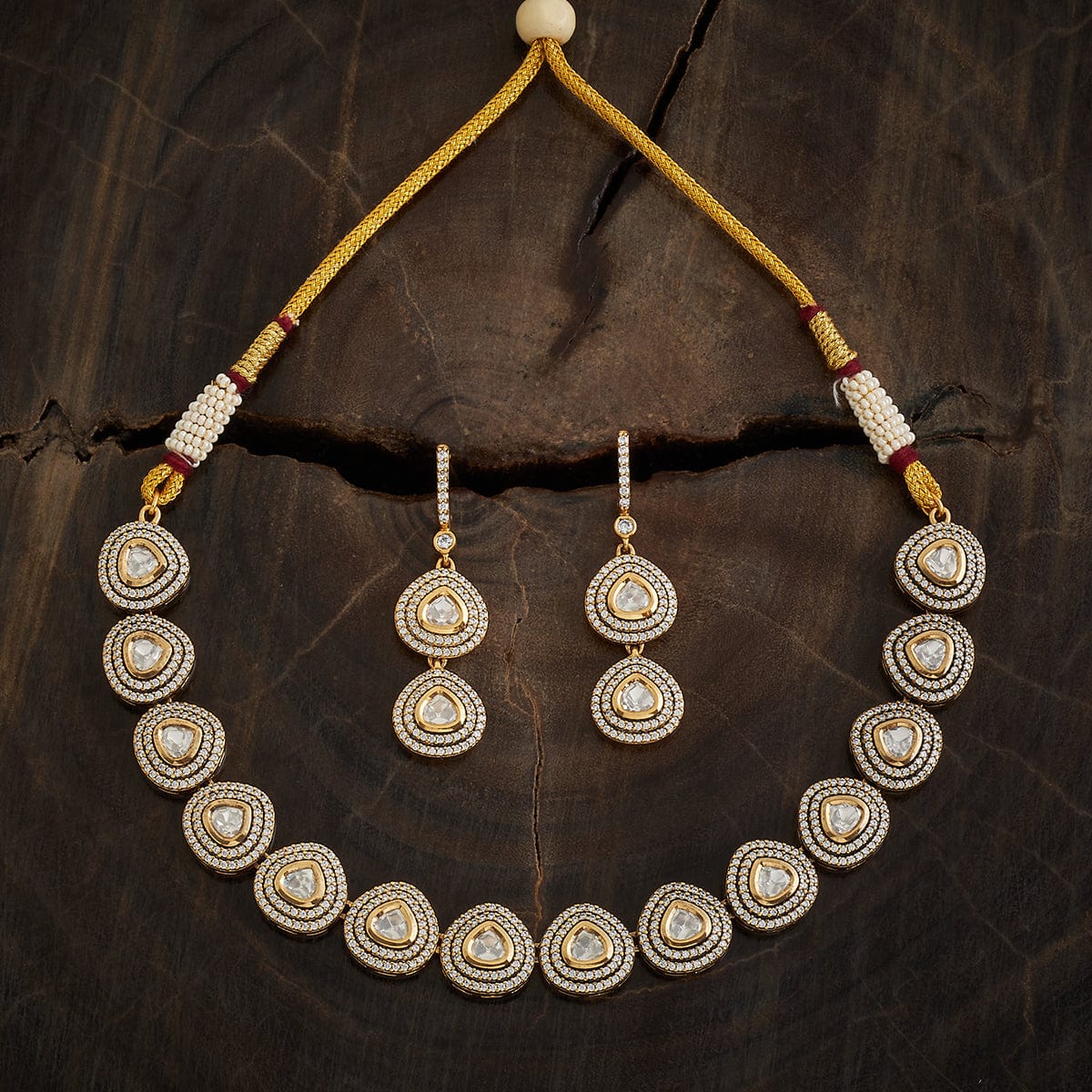 Kundan Polki Necklace Color White Polish Victorian