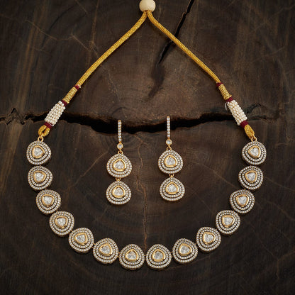 Kundan Polki Necklace Color White Polish Victorian