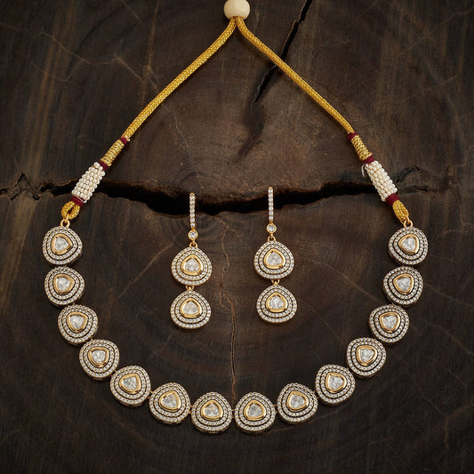 Kundan Polki Necklace Color White Polish Victorian