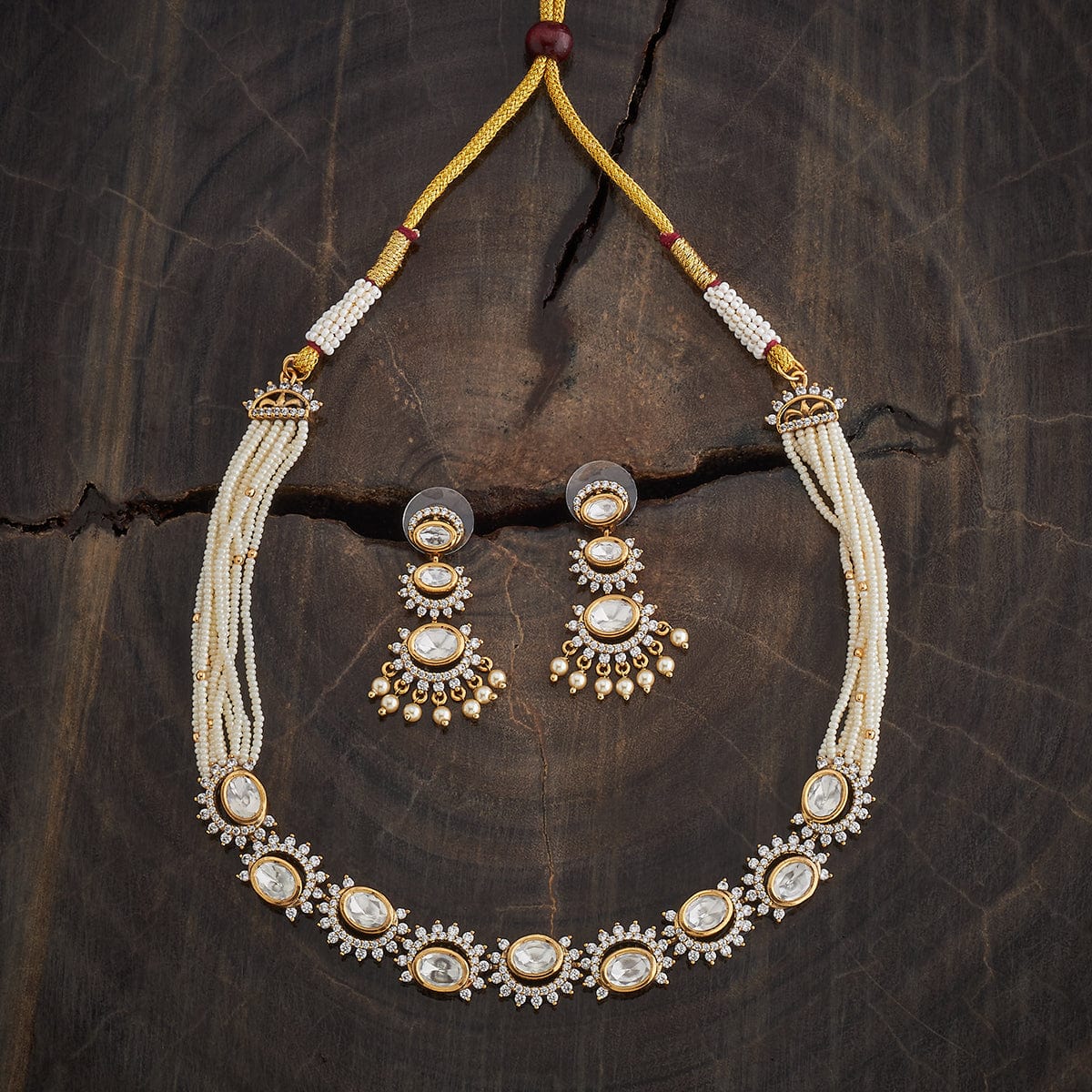 Kundan Polki Necklace Color White Polish Victorian