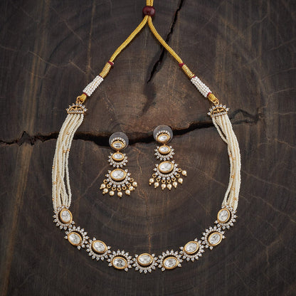 Kundan Polki Necklace Color White Polish Victorian
