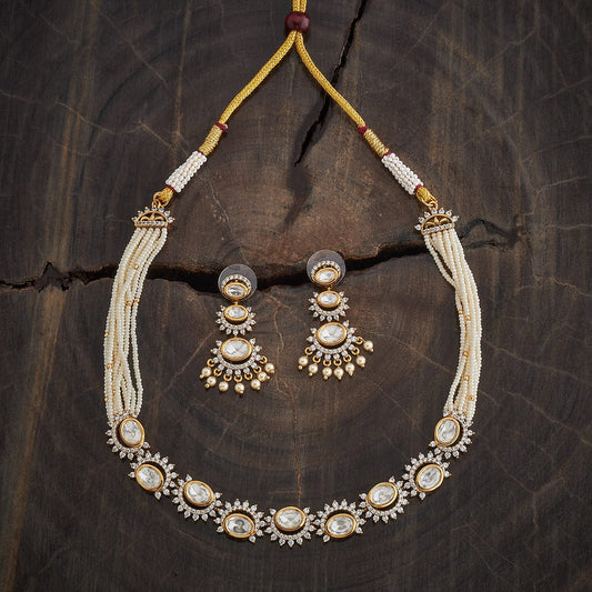 Kundan Polki Necklace Color White Polish Victorian