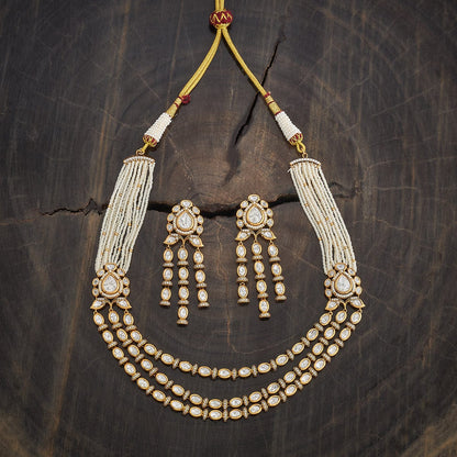 Kundan Polki Necklace Color White Polish Victorian