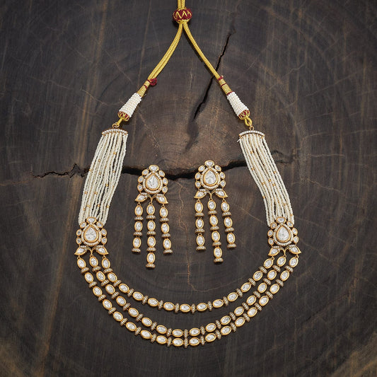 Kundan Polki Necklace Color White Polish Victorian