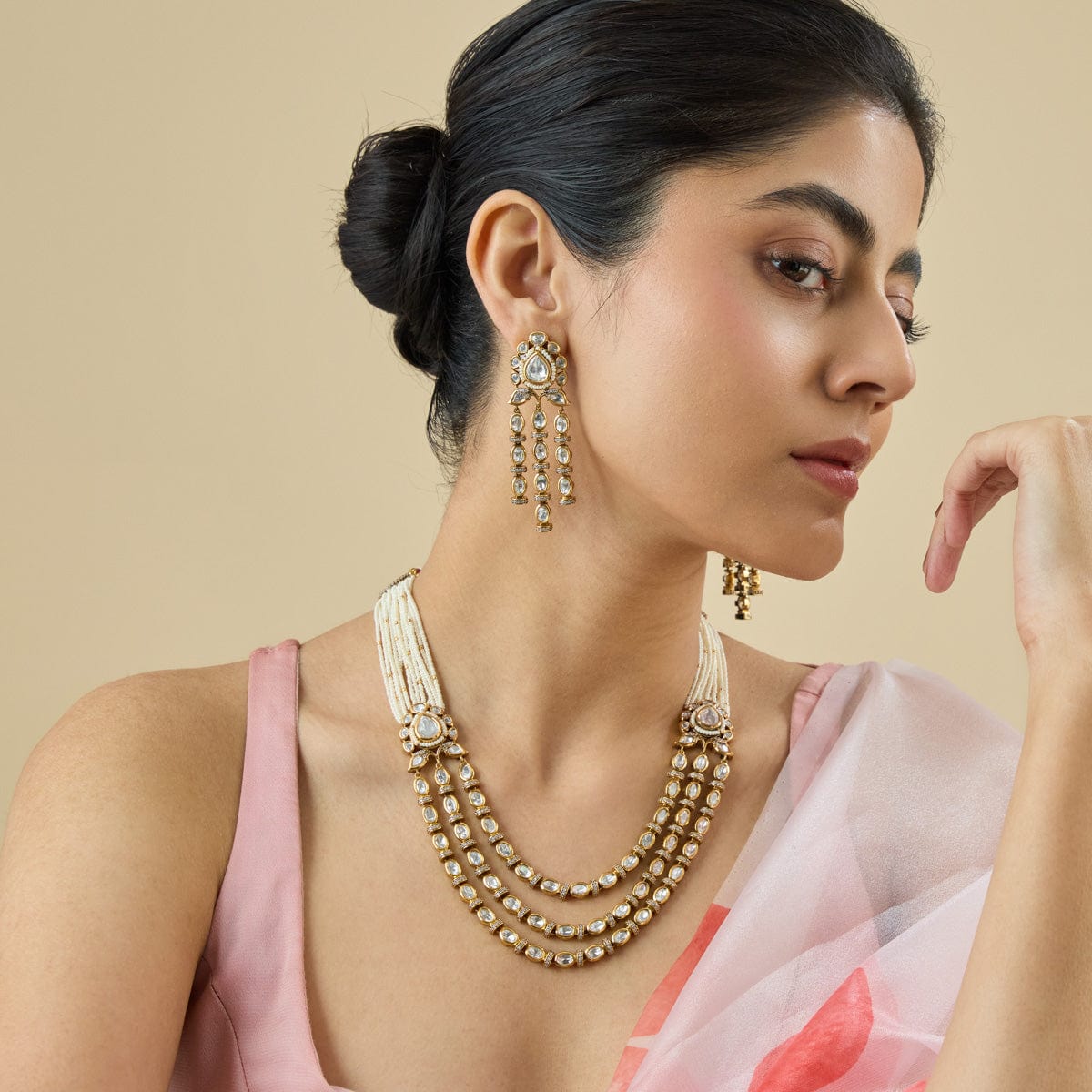 Kundan Polki Necklace Color White Polish Victorian