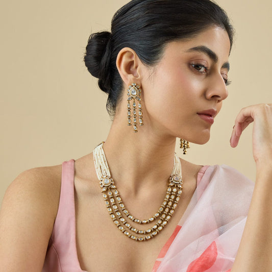 Kundan Polki Necklace Color White Polish Victorian