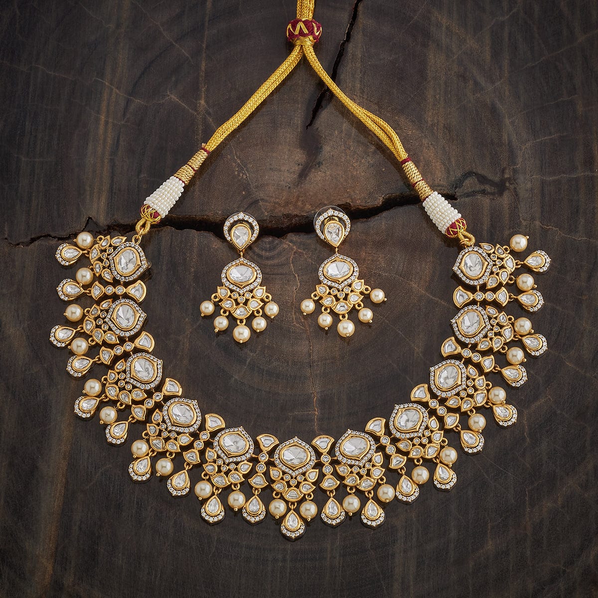 Kundan Polki Necklace Color White Polish Victorian