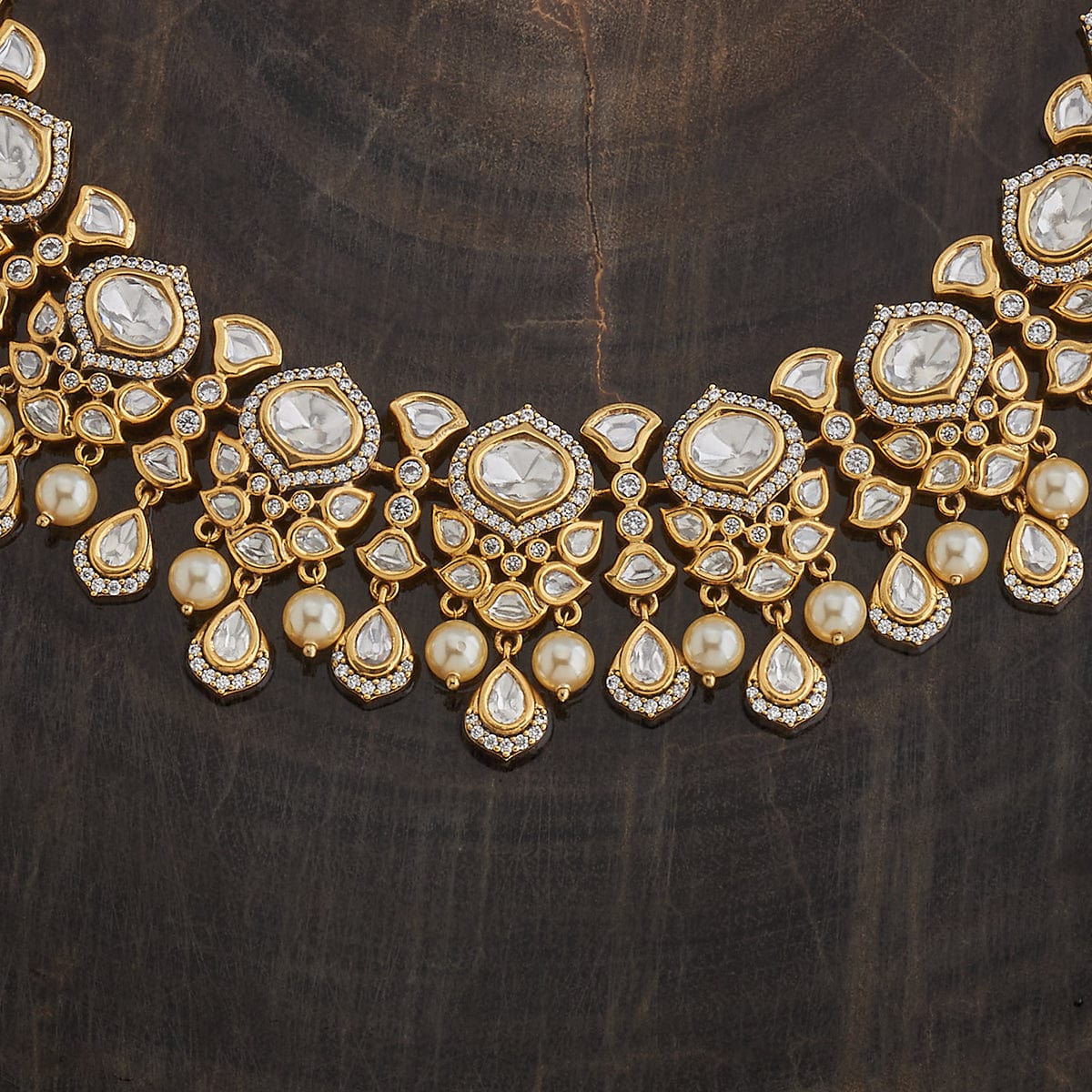 Kundan Polki Necklace Color White Polish Victorian