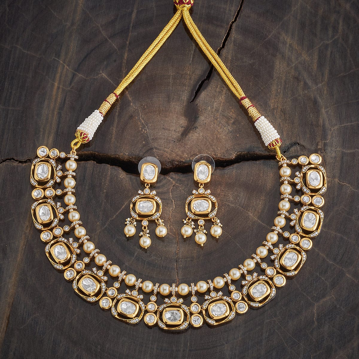 Kundan Polki Necklace Color White Polish Victorian