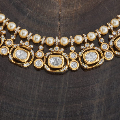 Kundan Polki Necklace Color White Polish Victorian