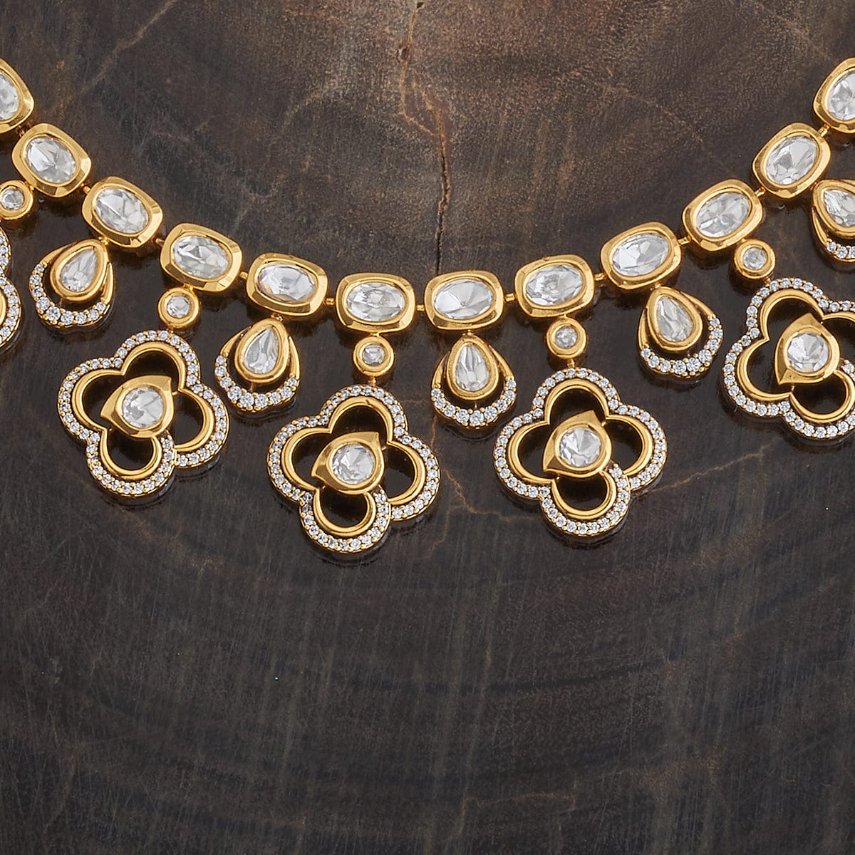 Kundan Polki Necklace Color White Polish Victorian