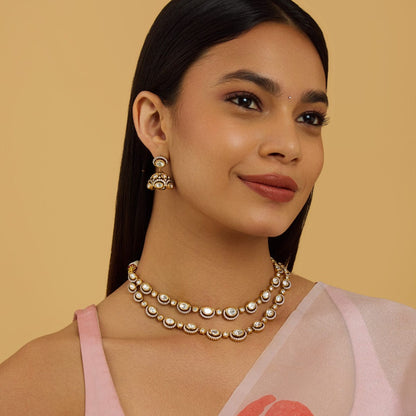 Kundan Polki Necklace Color White Polish Victorian