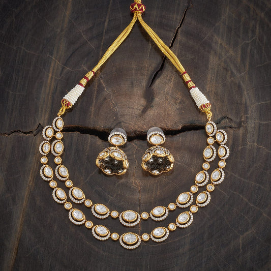Kundan Polki Necklace Color White Polish Victorian