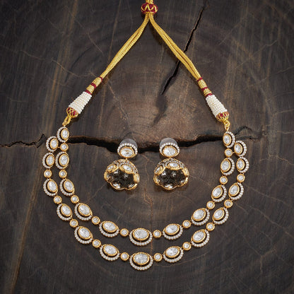 Kundan Polki Necklace Color White Polish Victorian