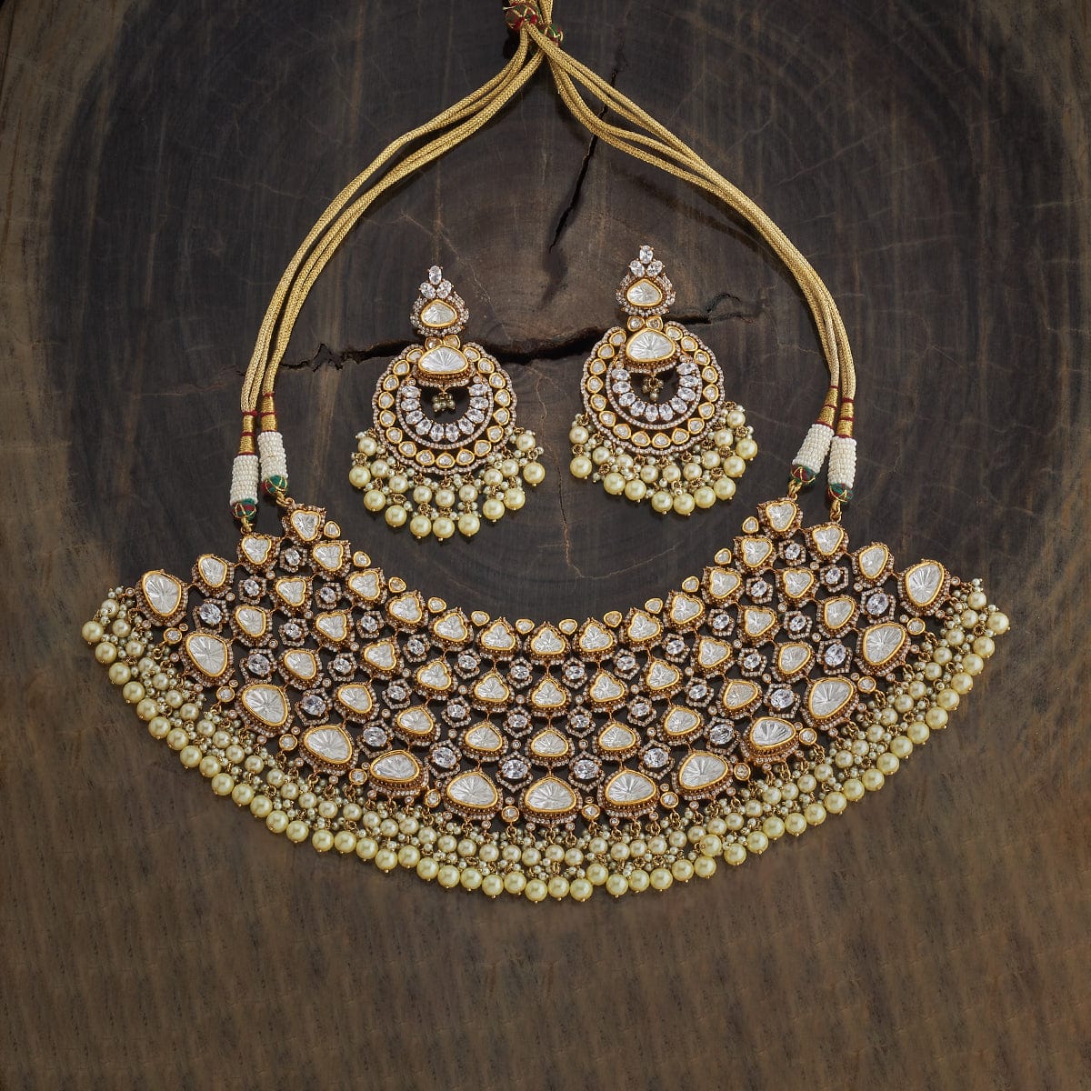 Kundan Polki Necklace Color White Polish Victorian