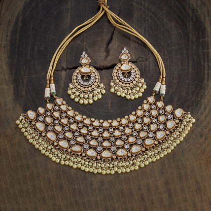 Kundan Polki Necklace Color White Polish Victorian