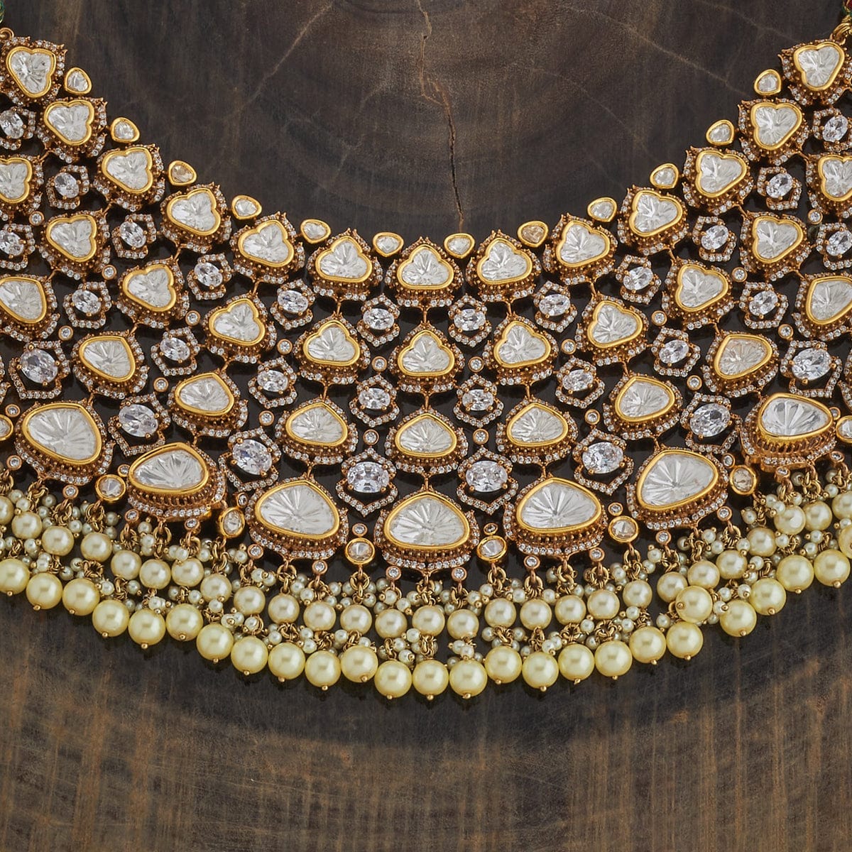 Kundan Polki Necklace Color White Polish Victorian