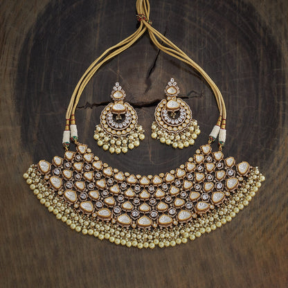 Kundan Polki Necklace Color White Polish Victorian