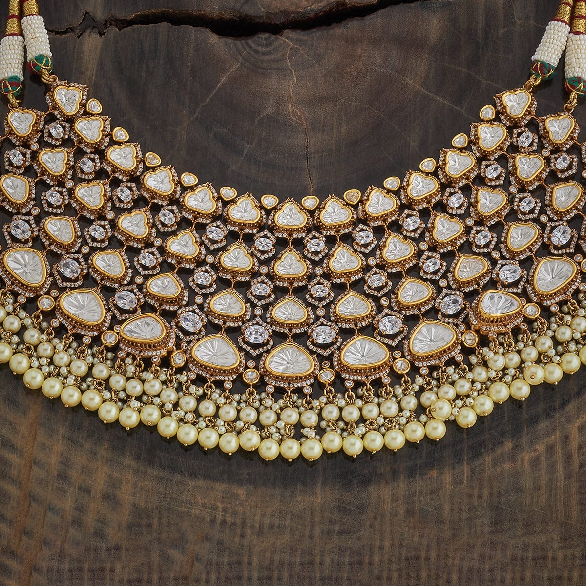 Kundan Polki Necklace Color White Polish Victorian