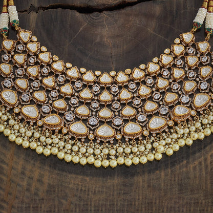 Kundan Polki Necklace Color White Polish Victorian