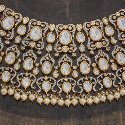 Kundan Polki Necklace Color White Polish Victorian