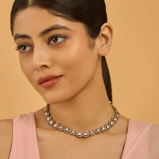 Kundan Polki Necklace Color White Polish Victorian