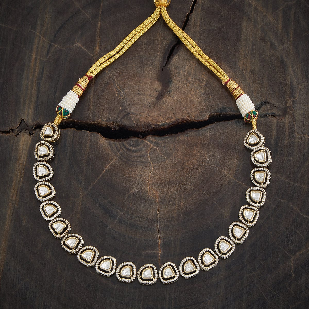Kundan Polki Necklace Color White Polish Victorian