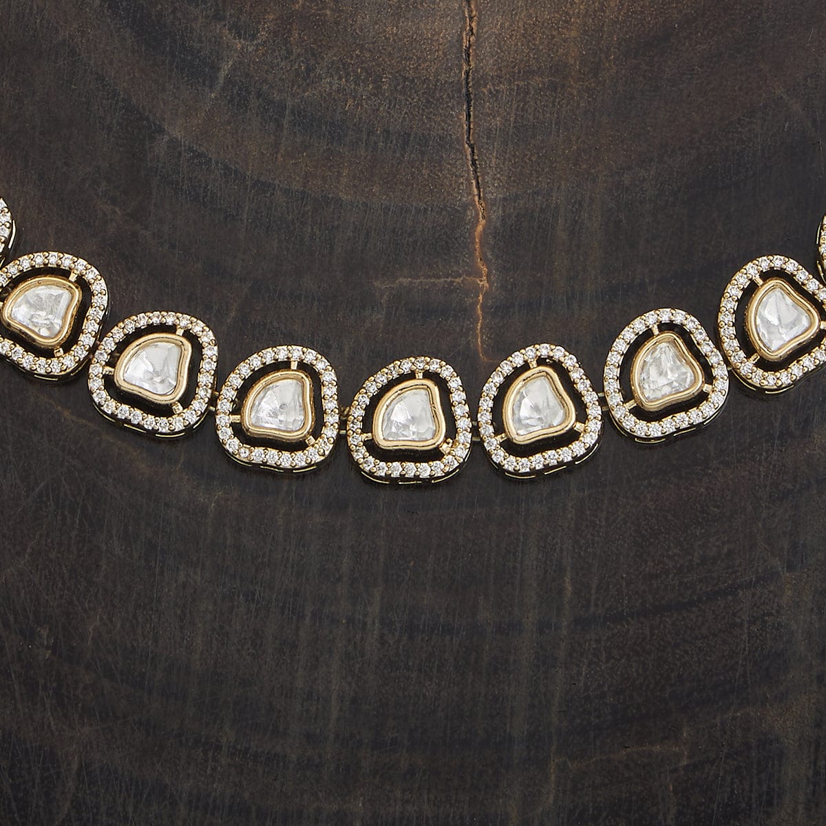 Kundan Polki Necklace Color White Polish Victorian