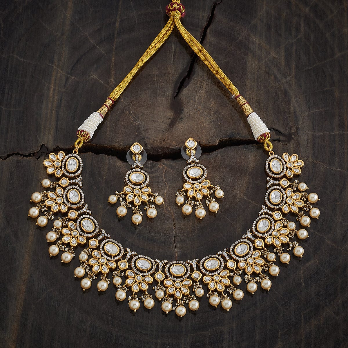 Kundan Polki Necklace Color White Polish Victorian