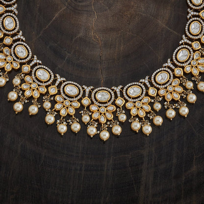 Kundan Polki Necklace Color White Polish Victorian