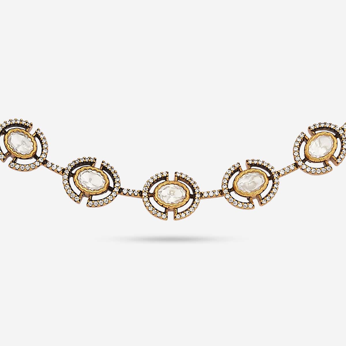 Kundan Polki Necklace Color White Polish Victorian