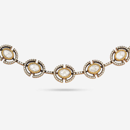 Kundan Polki Necklace Color White Polish Victorian